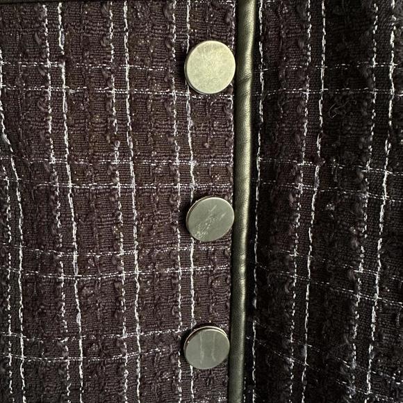 ANN TAYLOR Navy Button Faux Wrap Ladies Career Tweed Skirt, 10 - Picture 5 of 8